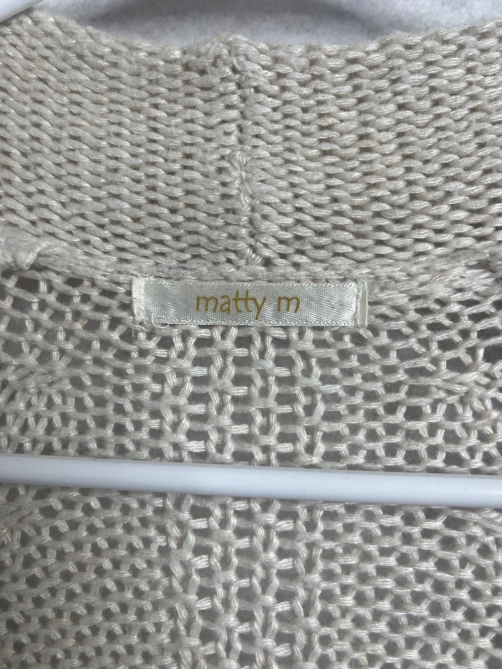 Matty M Open Knit Cardigan Cream Lightweight Boho Layering Sweater - Picture 3 of 3